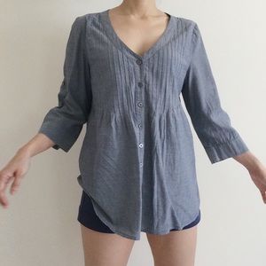 Pleated Button Down Top - J. Jill - Lagenlook